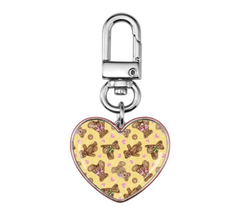 teddy lover sliver epoxy heart keyring 에폭시 실버 미니 하트 키링