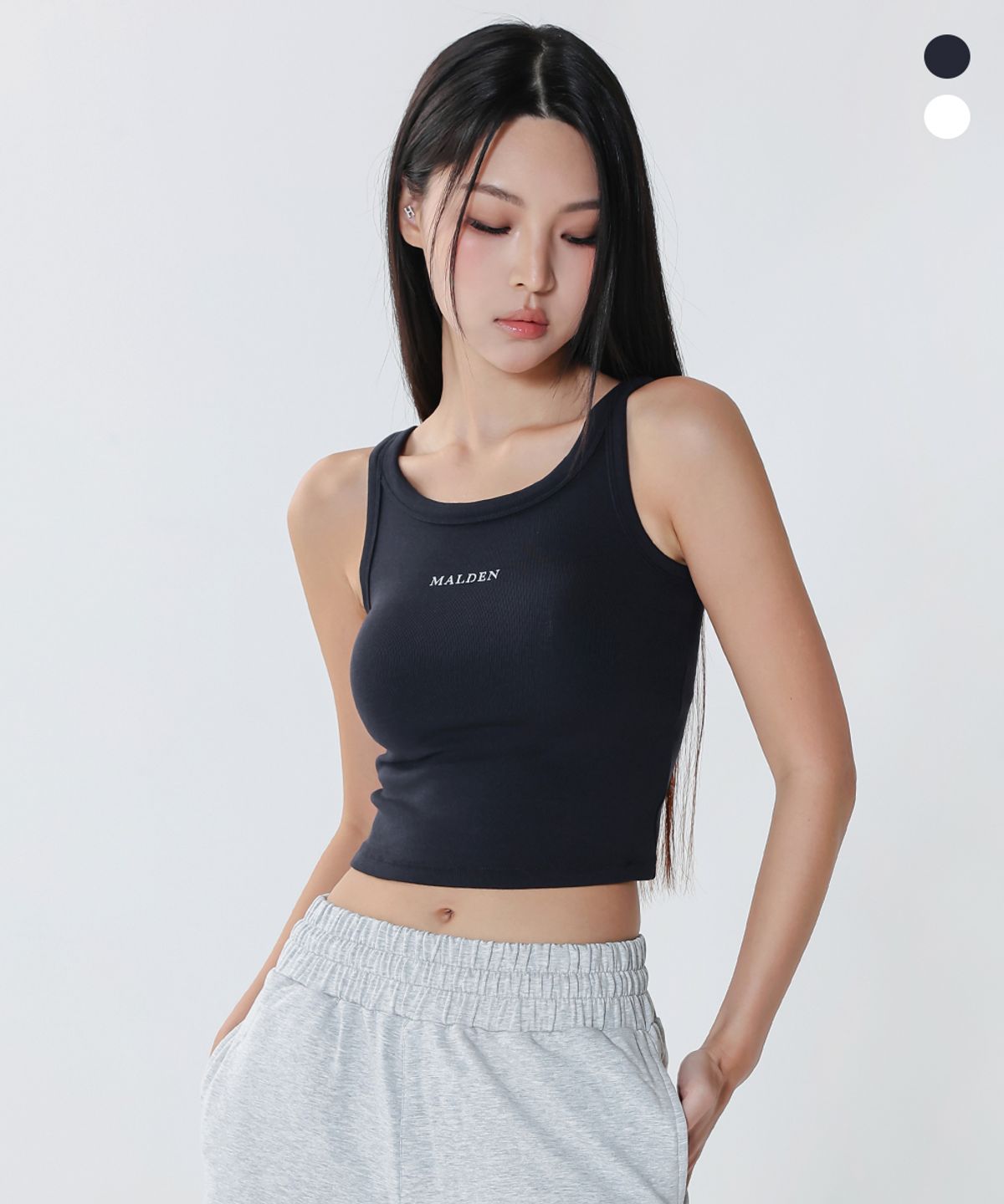 몰든(MALDEN) 리브드 크롭 슬리브리스