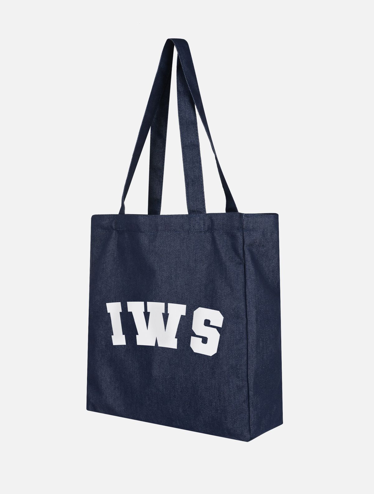 아이들워커스(IDLEWORKERS) IWS 데님 에코백_진청+화이트