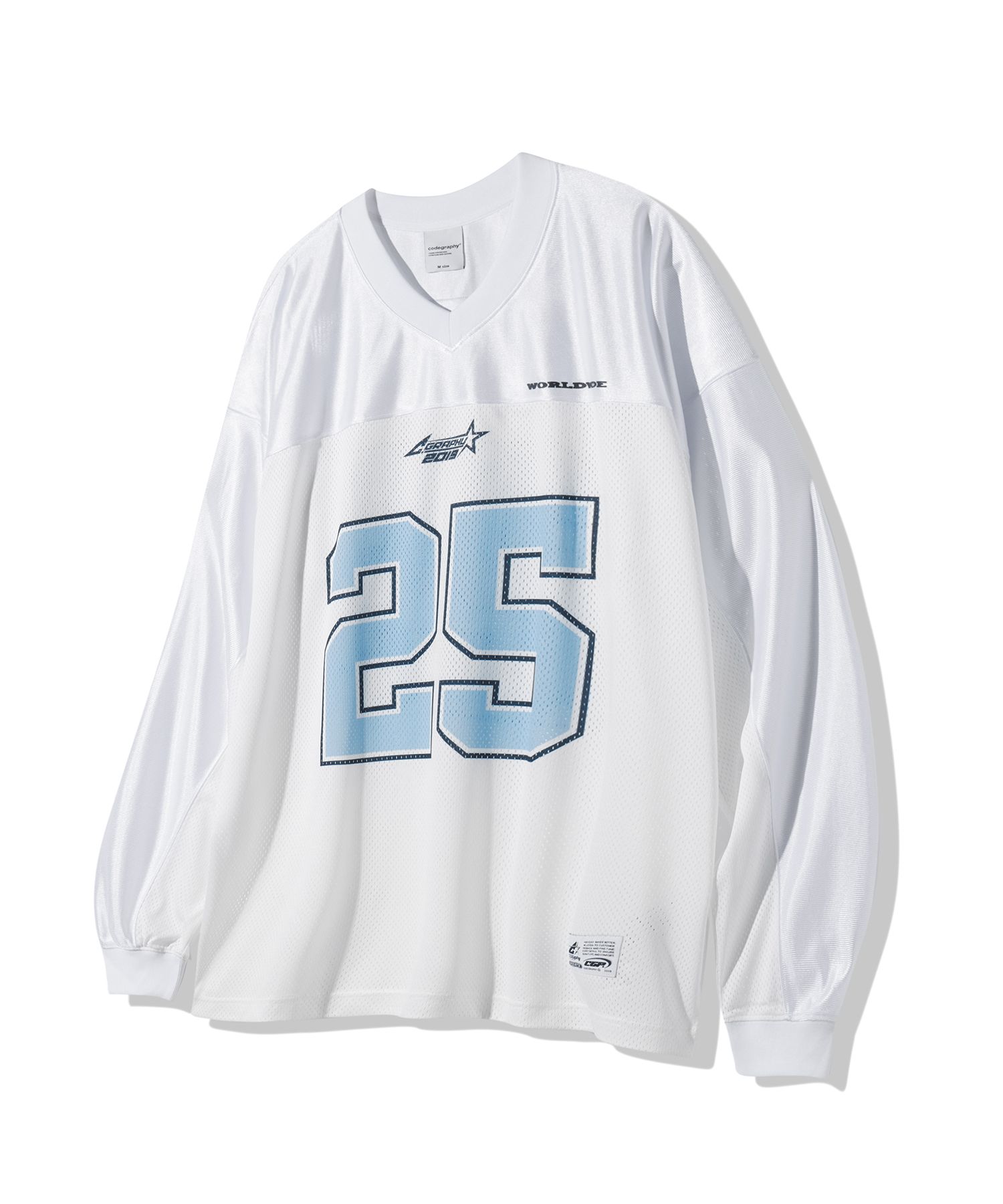 MUSINSA | Codegraphy Rugby Mesh Jersey Long Sleeve_White