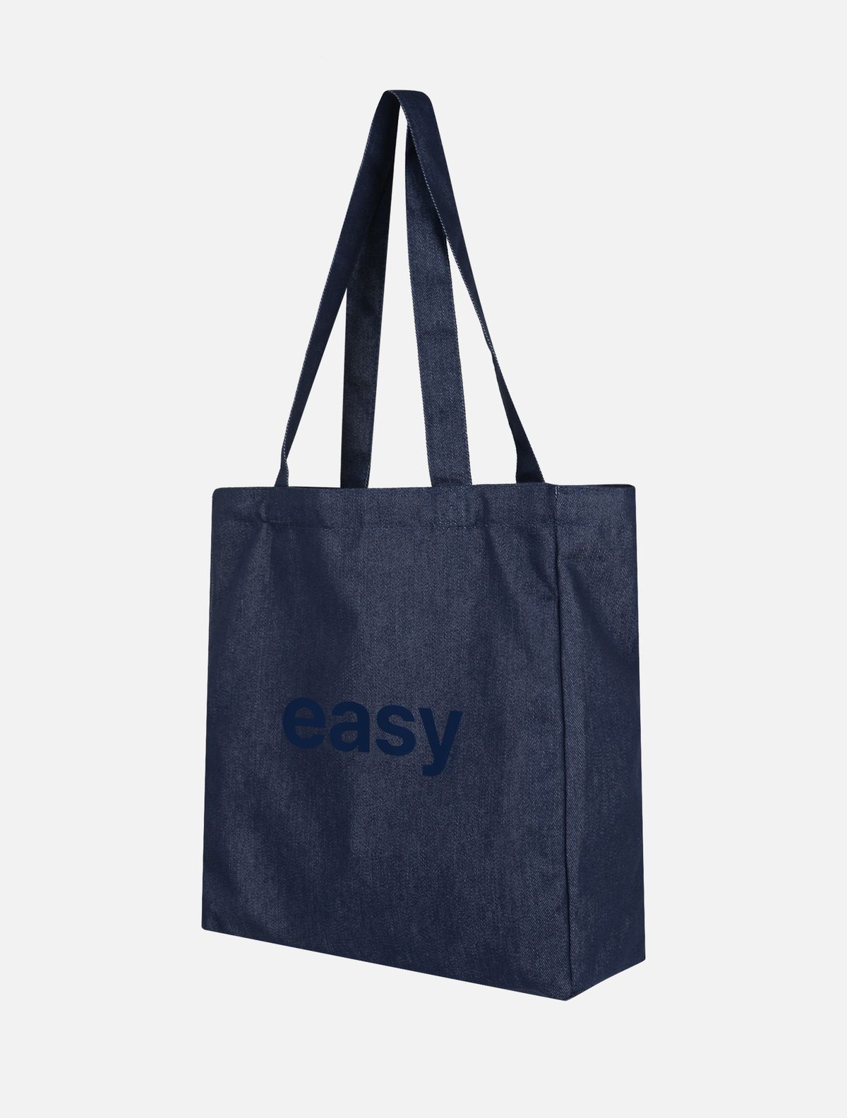 아이들워커스(IDLEWORKERS) EASY 레터링 데님 에코백_진청+네이비