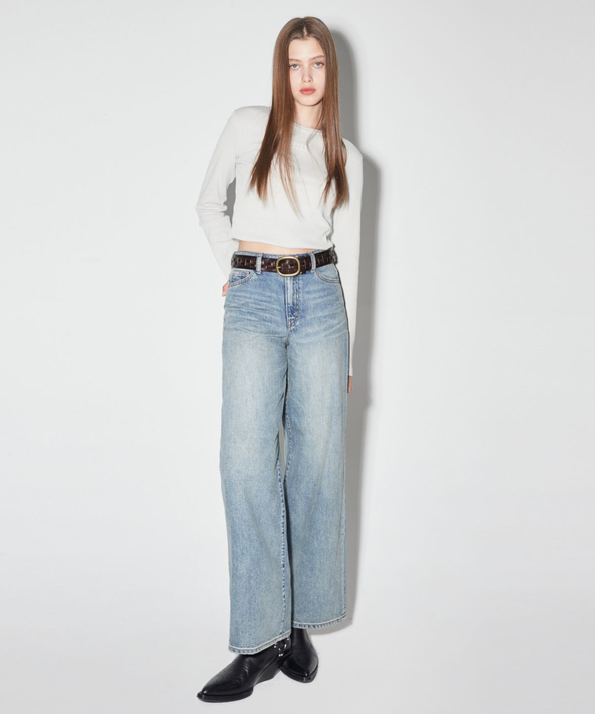 버커루(BUCKAROO) 여성 뉴와이드 L톤 라이트 인디고