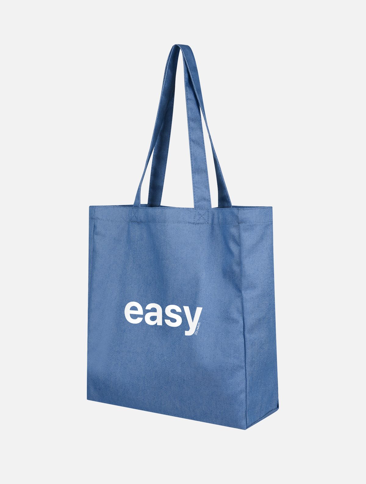 아이들워커스(IDLEWORKERS) EASY 레터링 데님 에코백_중청+화이트