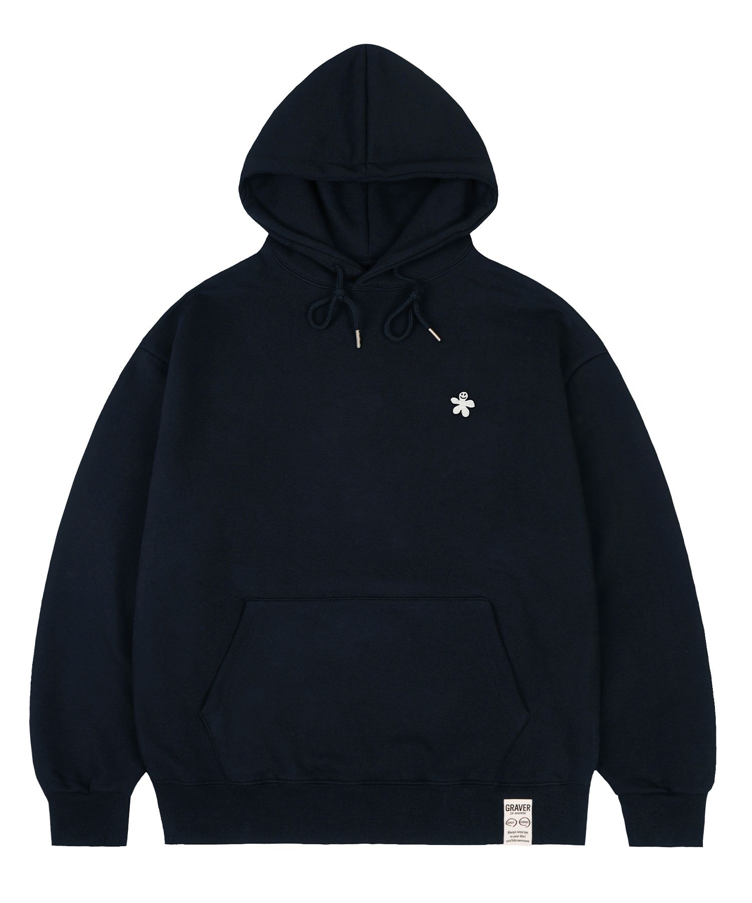 [GRAVER]★WHITE ODD FLOWER EMBROIDERY SWEATSHIRT UNISEX] White odd flower embroidery hoodie - GRAVER | 60
