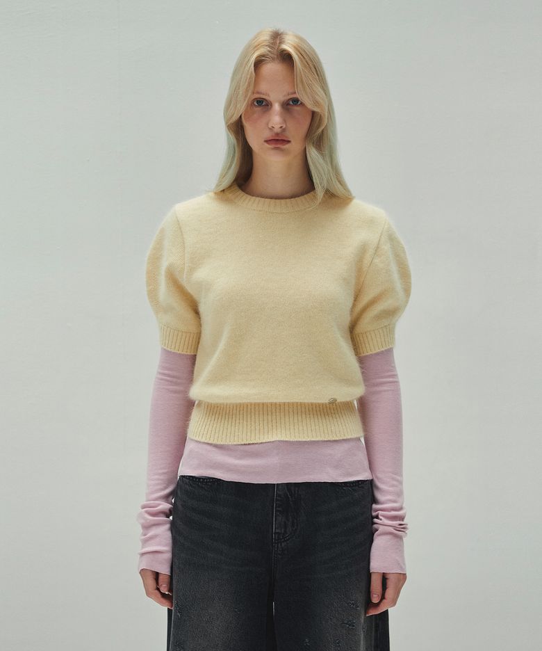 MOHAIR HALF SLEEVE KNIT (lemon)
