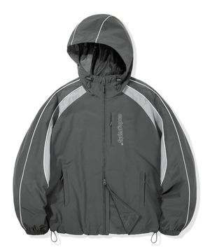 배색 테크 후디 숏 자켓_차콜