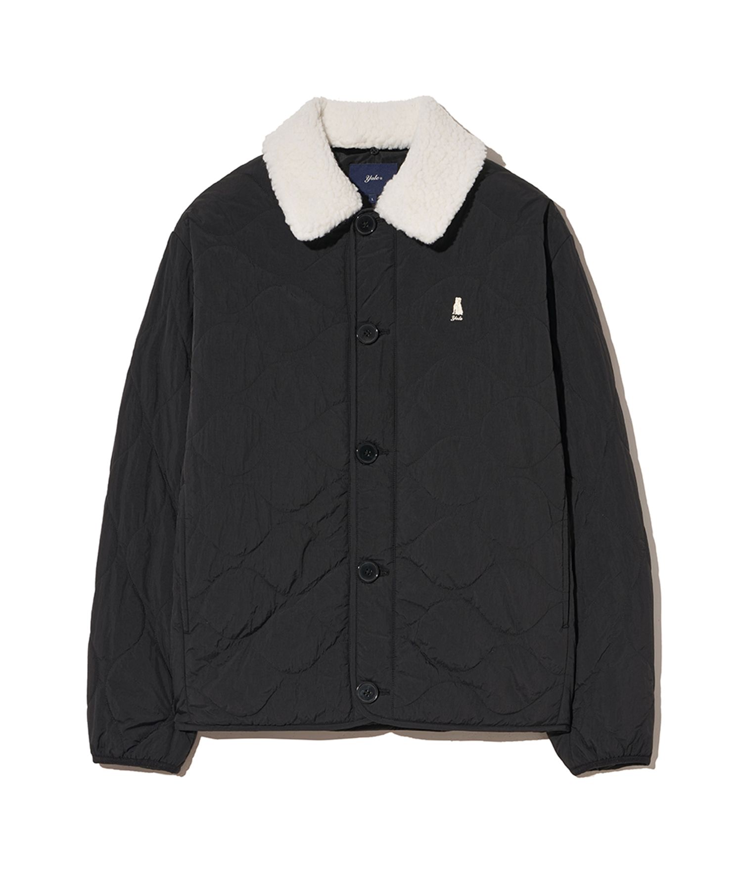 MUSINSA | YALE Detachable Collar Warm-Up Quilted Jacket_Black