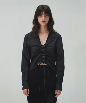STRING SHIRRING SHIRTS (black)