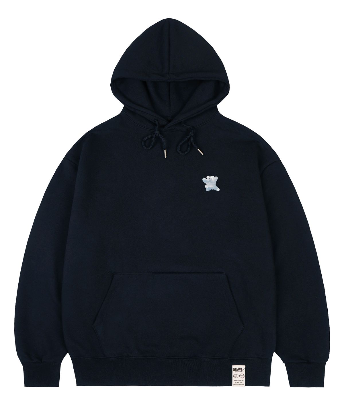 그레이버(GRAVER) [UNISEX]스몰 구름 베어스마일 후드티_네이비