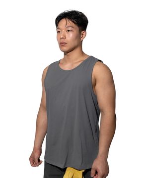 24SS 블랙 테이프 슬리브리스 (CHARCOAL)