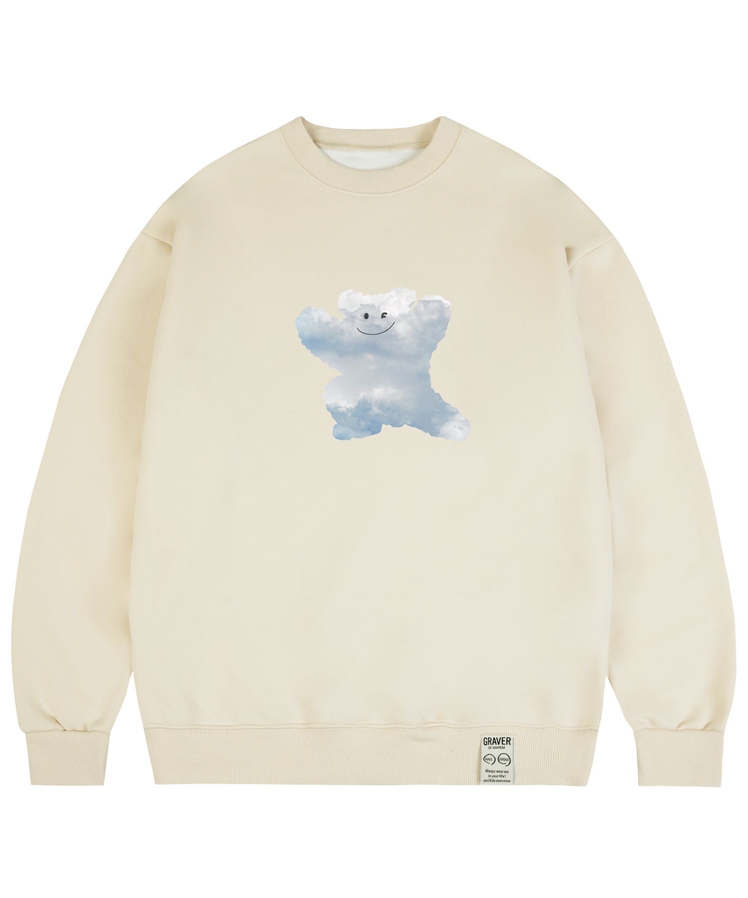 MUSINSA | GRAVER [UNISEX] Big Cloud Bear Smile Sweatshirt_Cream