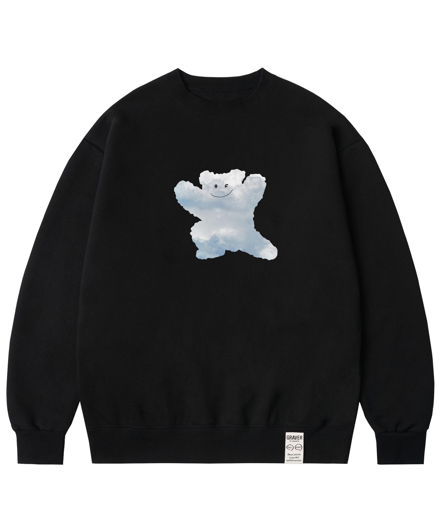 MUSINSA | GRAVER [UNISEX] Big Cloud Bear Smile Sweatshirt_Black