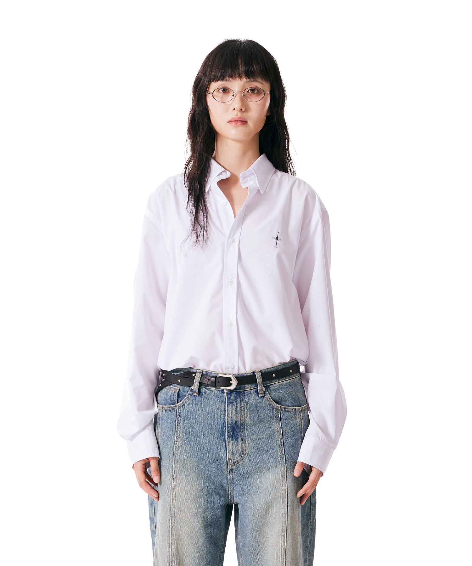 【IUGAMAKARAS】Striped Formal Shirt ★男女兼用★追跡付 MUSINSA公式 | IUGAMAKARAS Striped Formal Shirt (White)