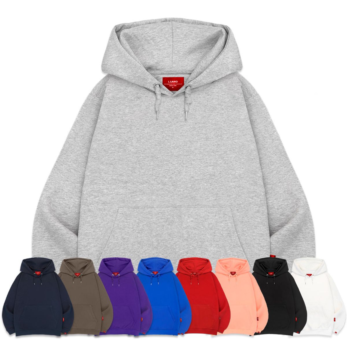 엘라모(LLAMO) 무지 후드티 남녀공용 빅사이즈 S~4XL