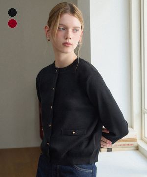 하트 버튼 니트 가디건 (블랙)