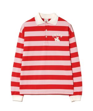 홀스 라이딩 베어 럭비 티셔츠_레드