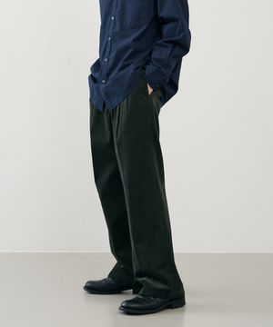 스트레이트 와이드 투턱 밴딩 코듀로이 팬츠 [GREEN]