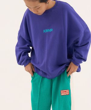 POP 오버사이즈 드랍 숄더 시그니처 스웻셔츠 퍼플블루
