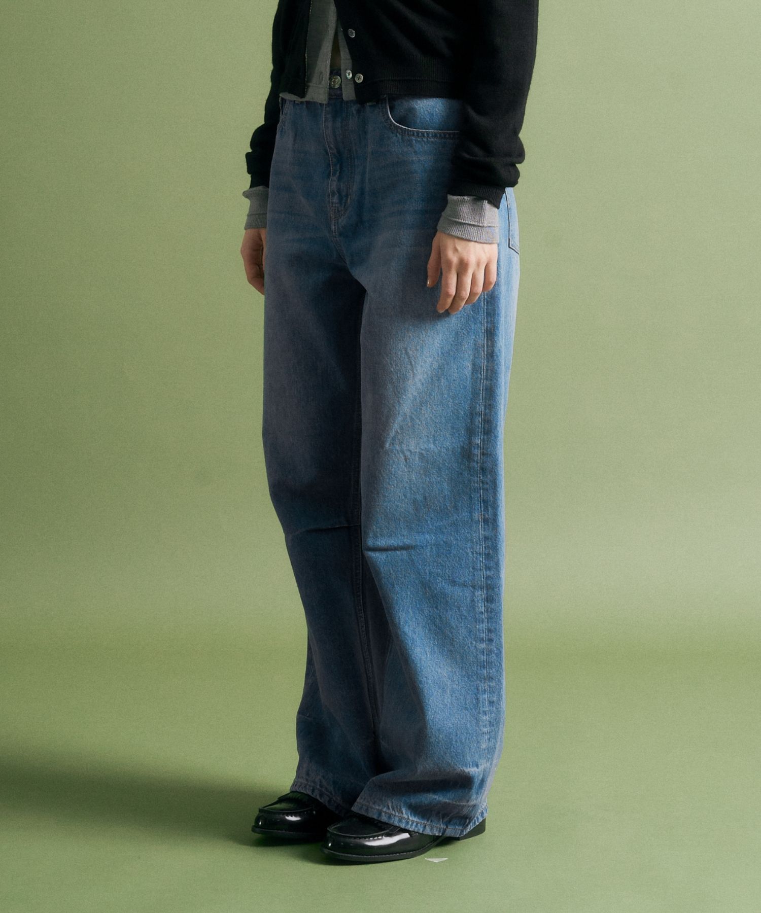 SATUR ■ Creased hemline wide denim pants MUSINSA | SATUR (W) Creased hemline wide denim pants union