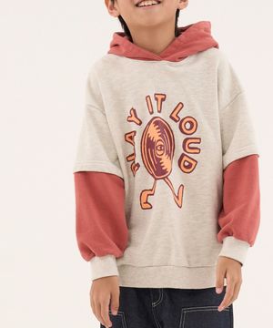 라우드 오버사이즈 레이어드 배색 후디 오트밀