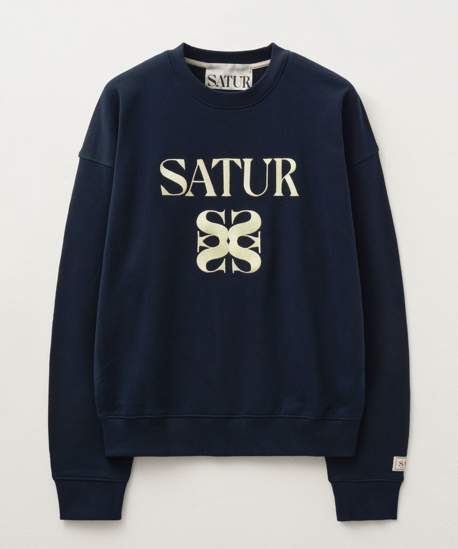 ★SATUR★ Classic Logo Sweatshirt Navy Yellow SA243UTM05AN MUSINSA | SATUR Classic Logo Sweatshirt Navy Yellow