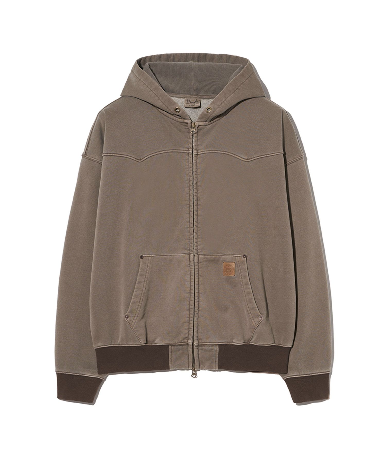 MUSINSA | PHYPS Pigment Washing Work Hooded Zip-Up_Brown