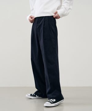 스트레이트 와이드 투턱 밴딩 코듀로이 팬츠 [NAVY]