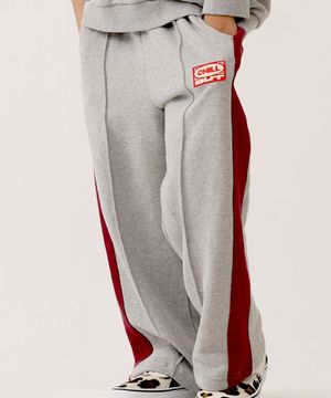 라인 레귤러 핏 트레이닝 팬츠 멜란지