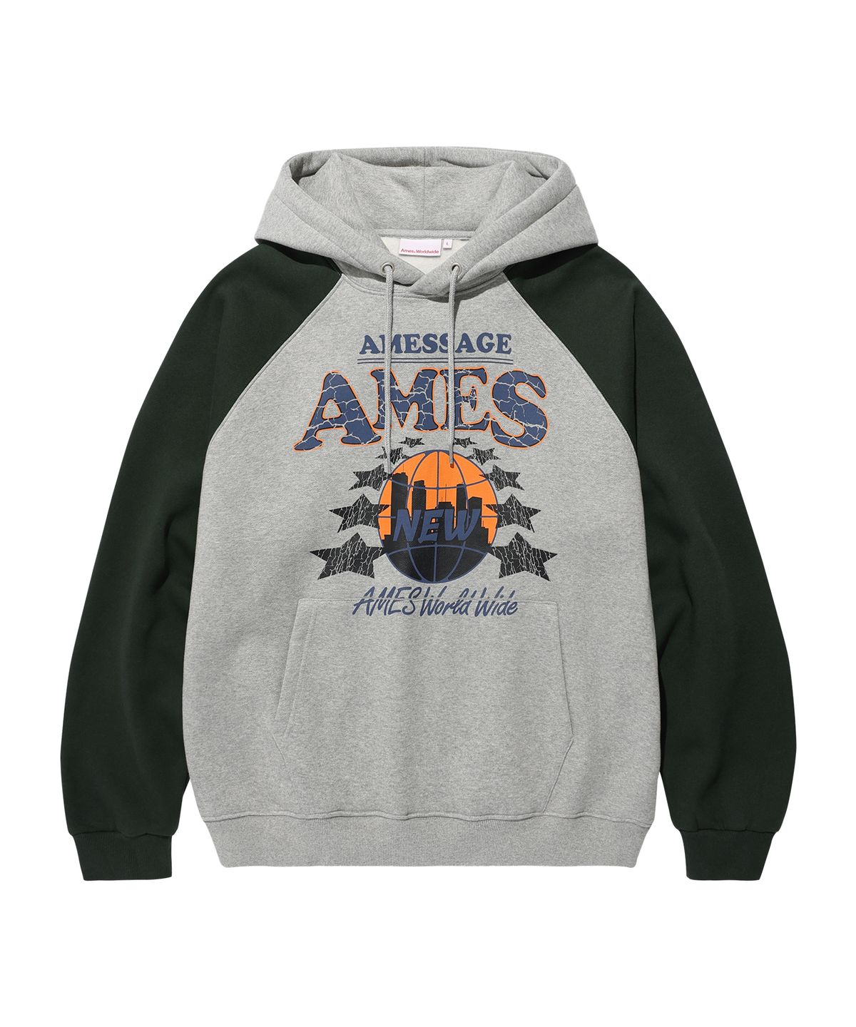 아메스 월드와이드(AMES-WORLDWIDE) VINTAGE WORLD GRAPHIC RAGLAN HOODIE GREY