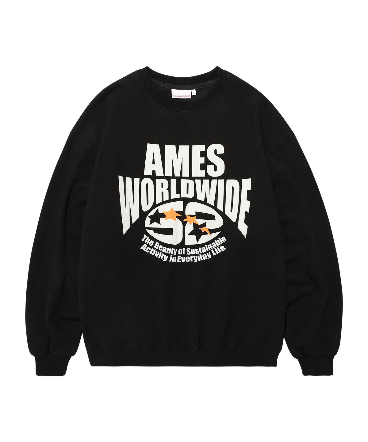 아메스 월드와이드(AMES-WORLDWIDE) LOGO TYPO GRAPHIC SWEATSHIRT BLACK(AM2EFUM440A)