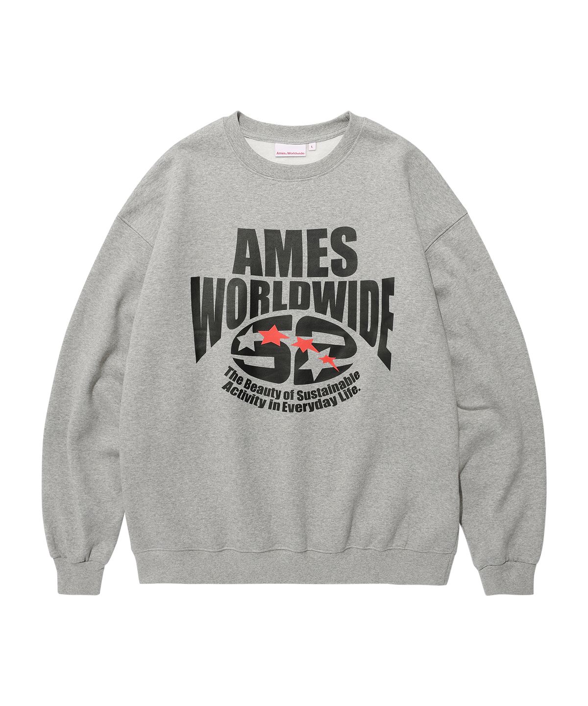 아메스 월드와이드(AMES-WORLDWIDE) LOGO TYPO GRAPHIC SWEATSHIRT GREY(AM2EFUM440A)