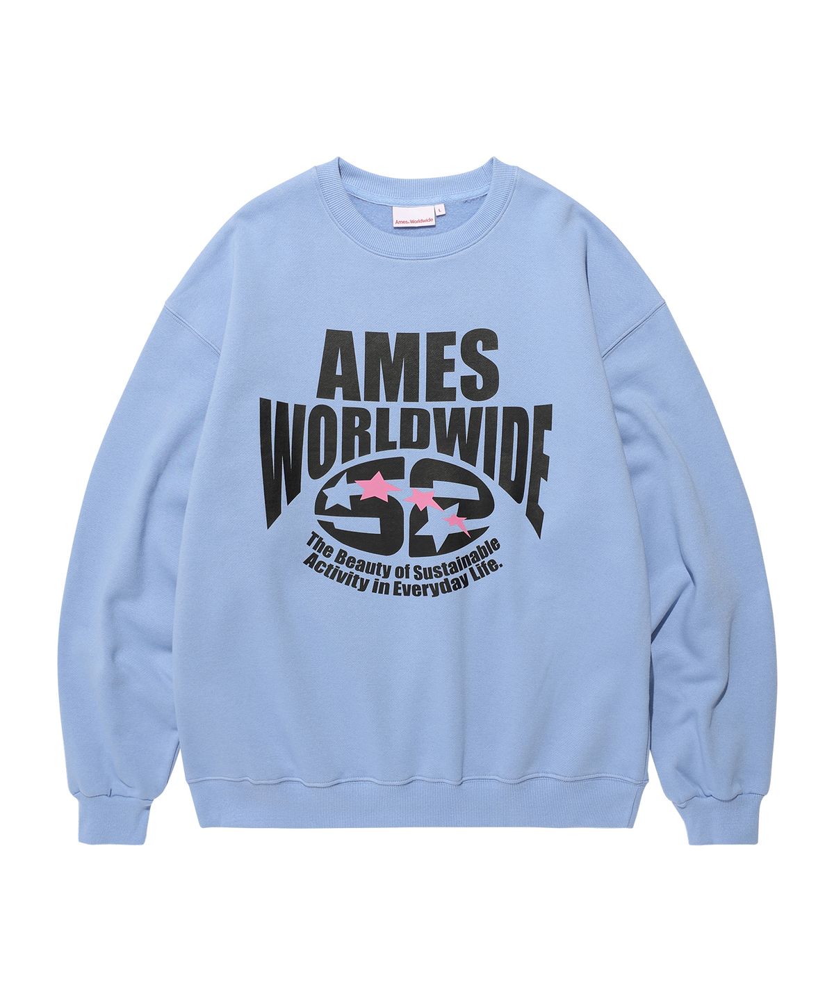 아메스 월드와이드(AMES-WORLDWIDE) LOGO TYPO GRAPHIC SWEATSHIRT LIGHT BLUE(AM2EFUM440A)