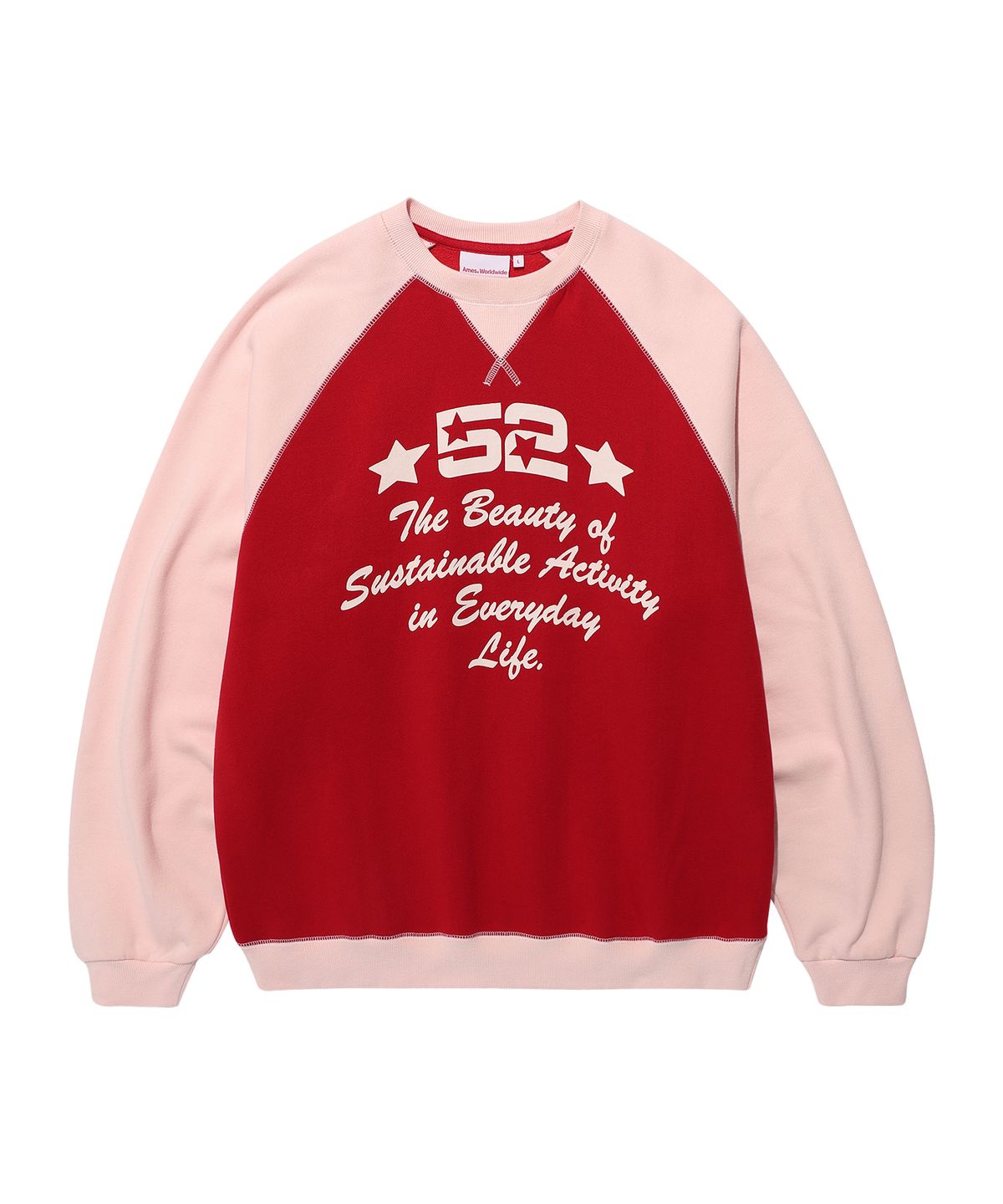 아메스 월드와이드(AMES-WORLDWIDE) LOGO TYPO RAGLAN SWEATSHIRT RED(AM2EFUM442A)