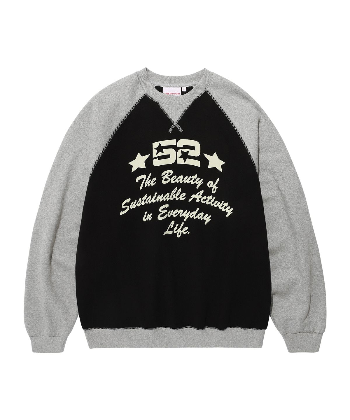 아메스 월드와이드(AMES-WORLDWIDE) LOGO TYPO RAGLAN SWEATSHIRT BLACK(AM2EFUM442A)