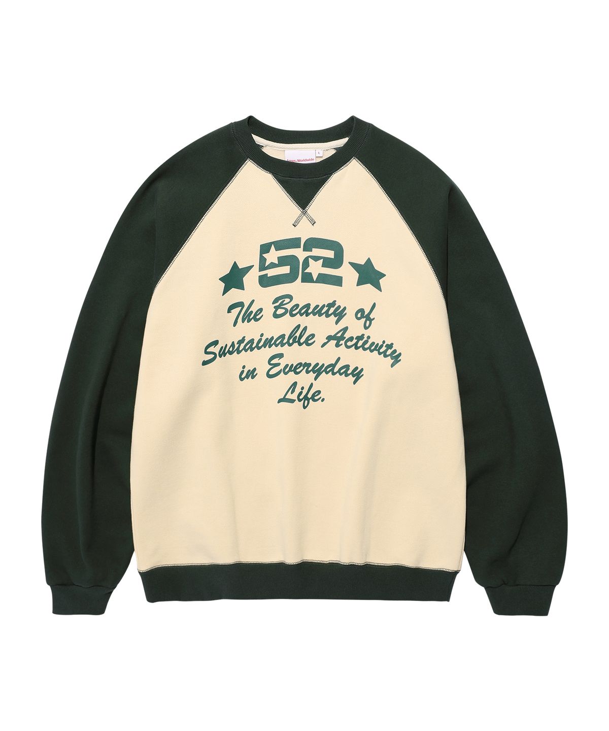 아메스 월드와이드(AMES-WORLDWIDE) LOGO TYPO RAGLAN SWEATSHIRT BEIGE(AM2EFUM442A)