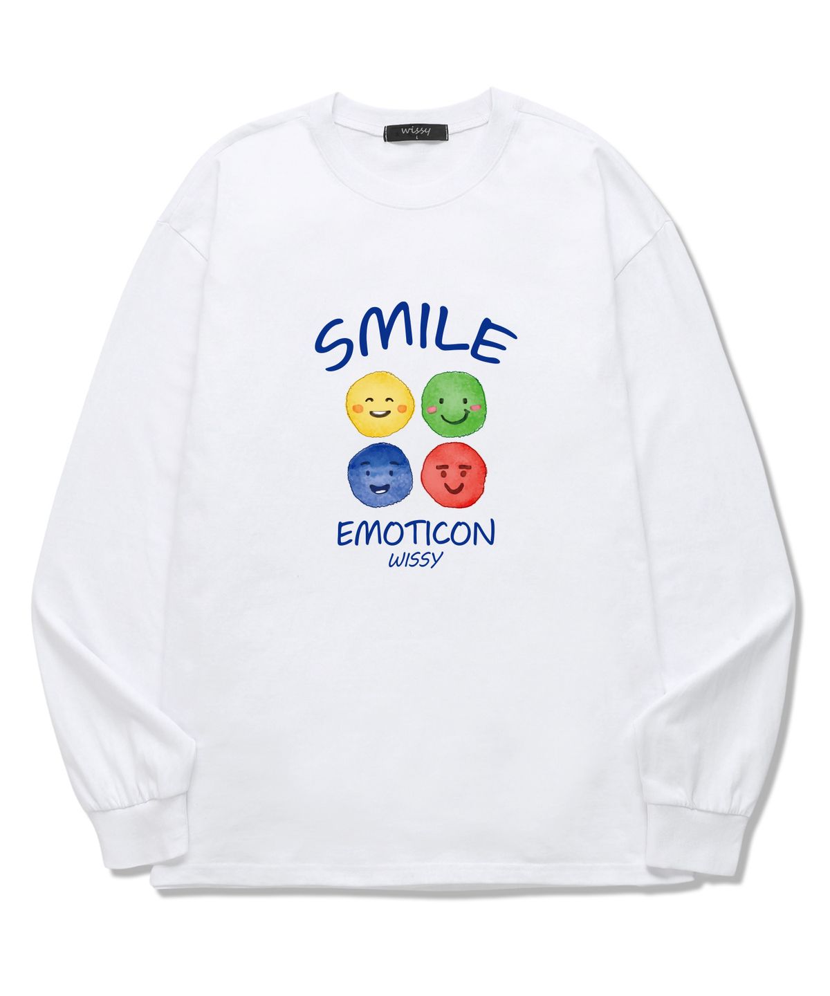 위씨(WISSY) Smile Emoticon 긴팔 티셔츠 (WLS007) 화이트