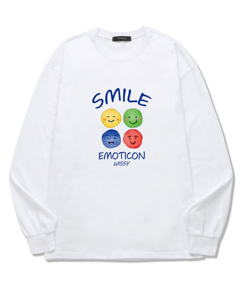 [한정특가] Smile Emoticon 긴팔 티셔츠 (WLS007) 화이트