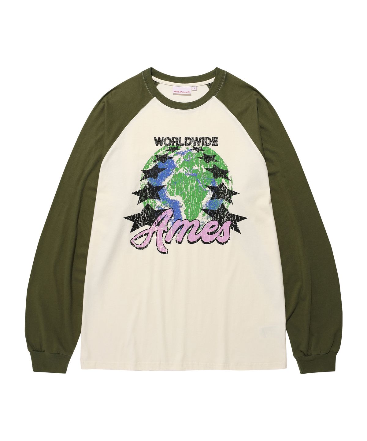 아메스 월드와이드(AMES-WORLDWIDE) VINTAGE EARTH GRAPHIC LS TEE CREAM