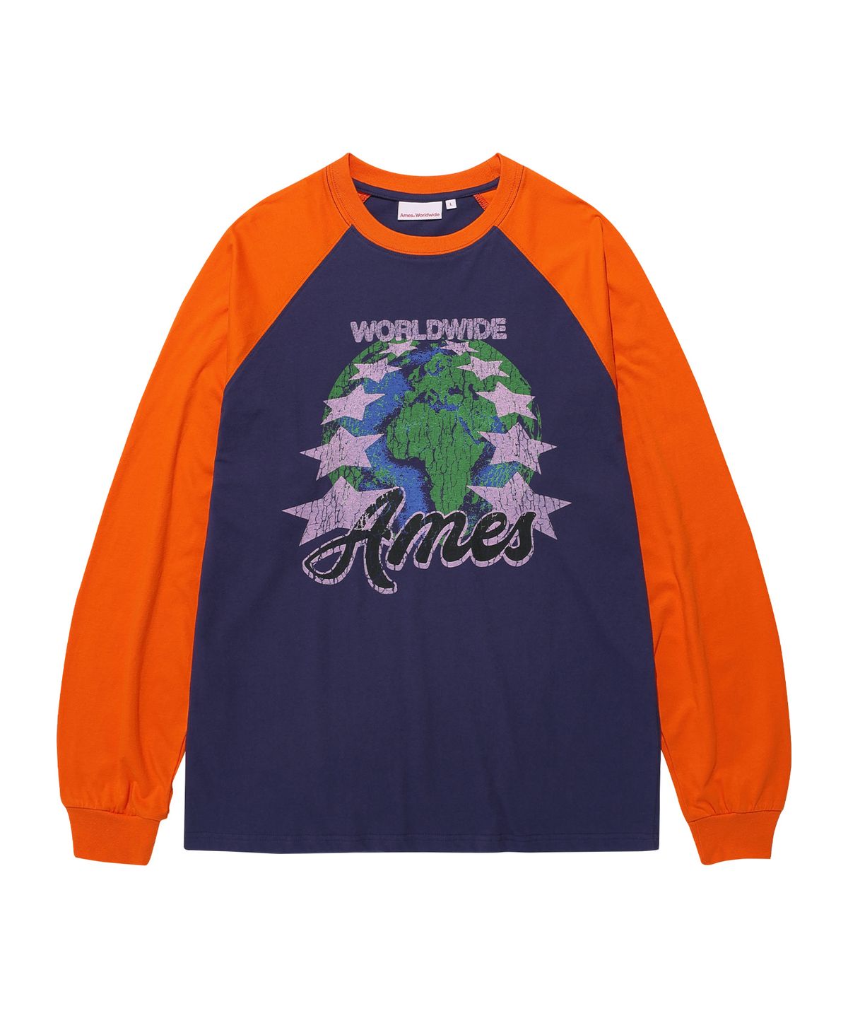 아메스 월드와이드(AMES-WORLDWIDE) VINTAGE EARTH GRAPHIC LS TEE NAVY