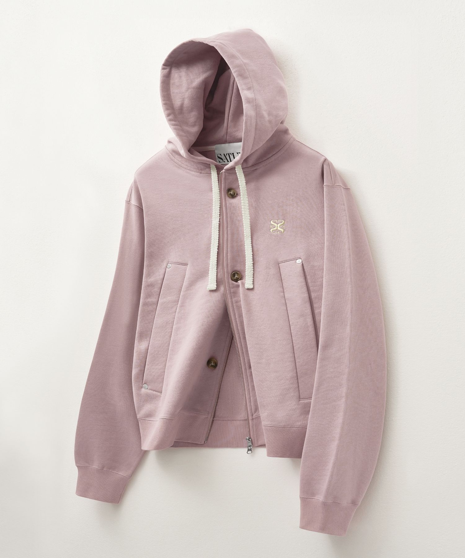 ◆SATUR◆ Theo Cotton All Day Hooded Zip Up Pale Pink SA241U MUSINSA | SATUR Theo Cotton All Day Hooded Zip Up Vintage Rose
