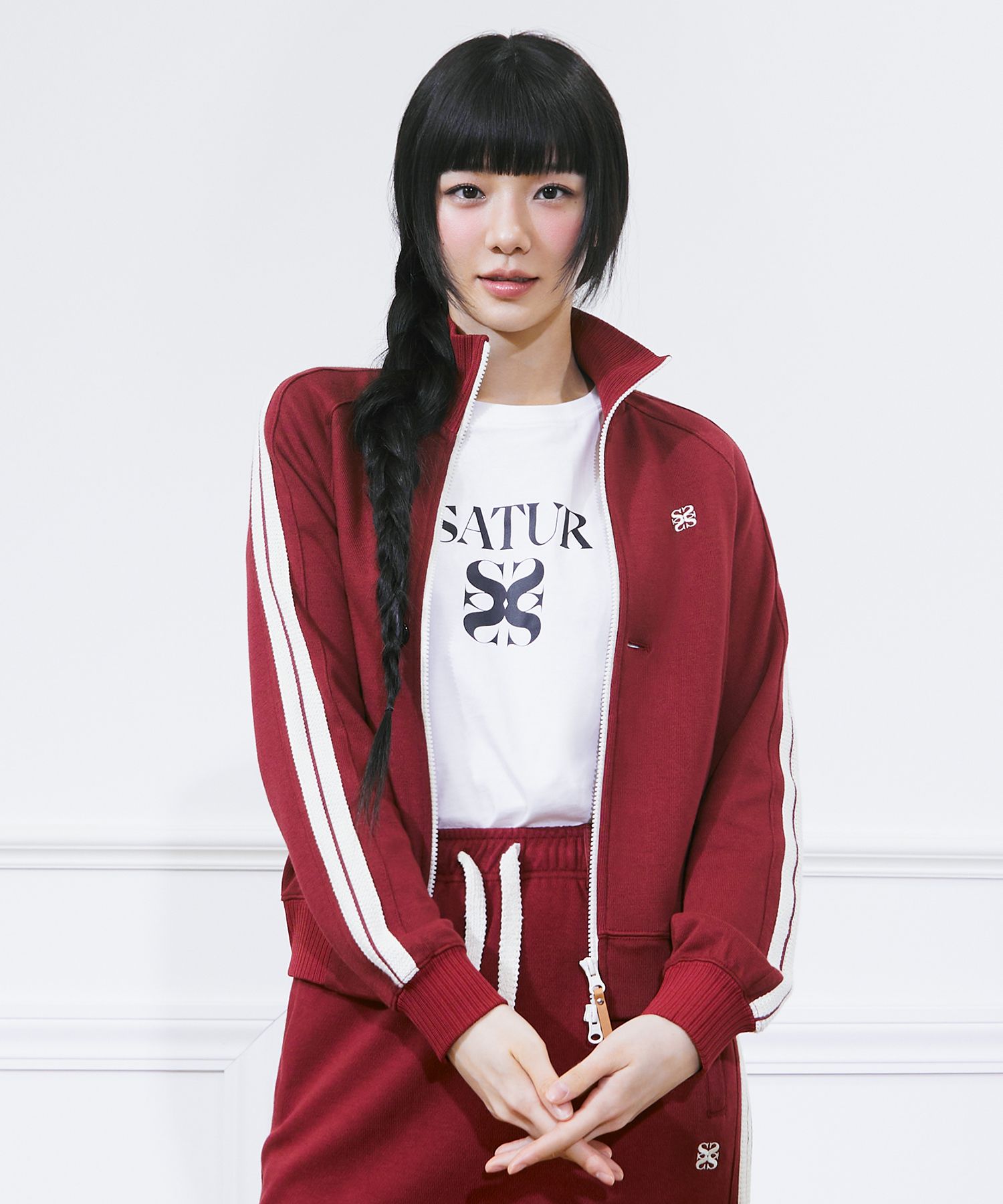 ◆SATUR◆ Lawton All Day Track Zip-Up Jacket Burgundy SA243M MUSINSA | SATUR Lawton All Day Track Zip-Up Jacket Burgundy
