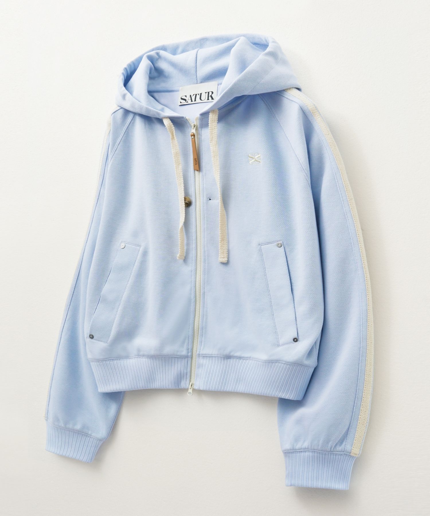 MUSINSA | SATUR Lawton loose fit hooded zip-up sky blue