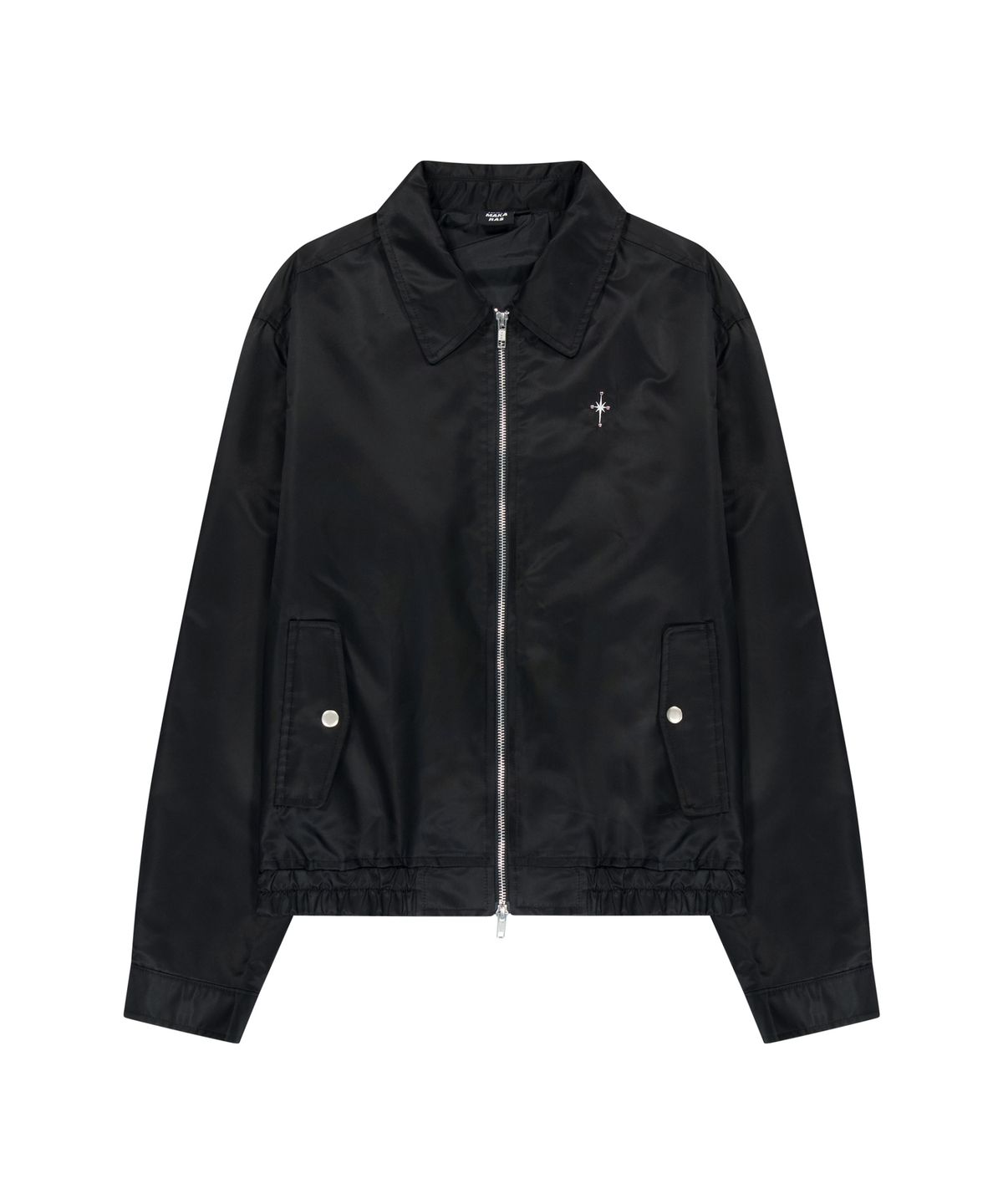 이우가마카라스(IUGAMAKARAS) Nylon Bomber Jacket (Black)