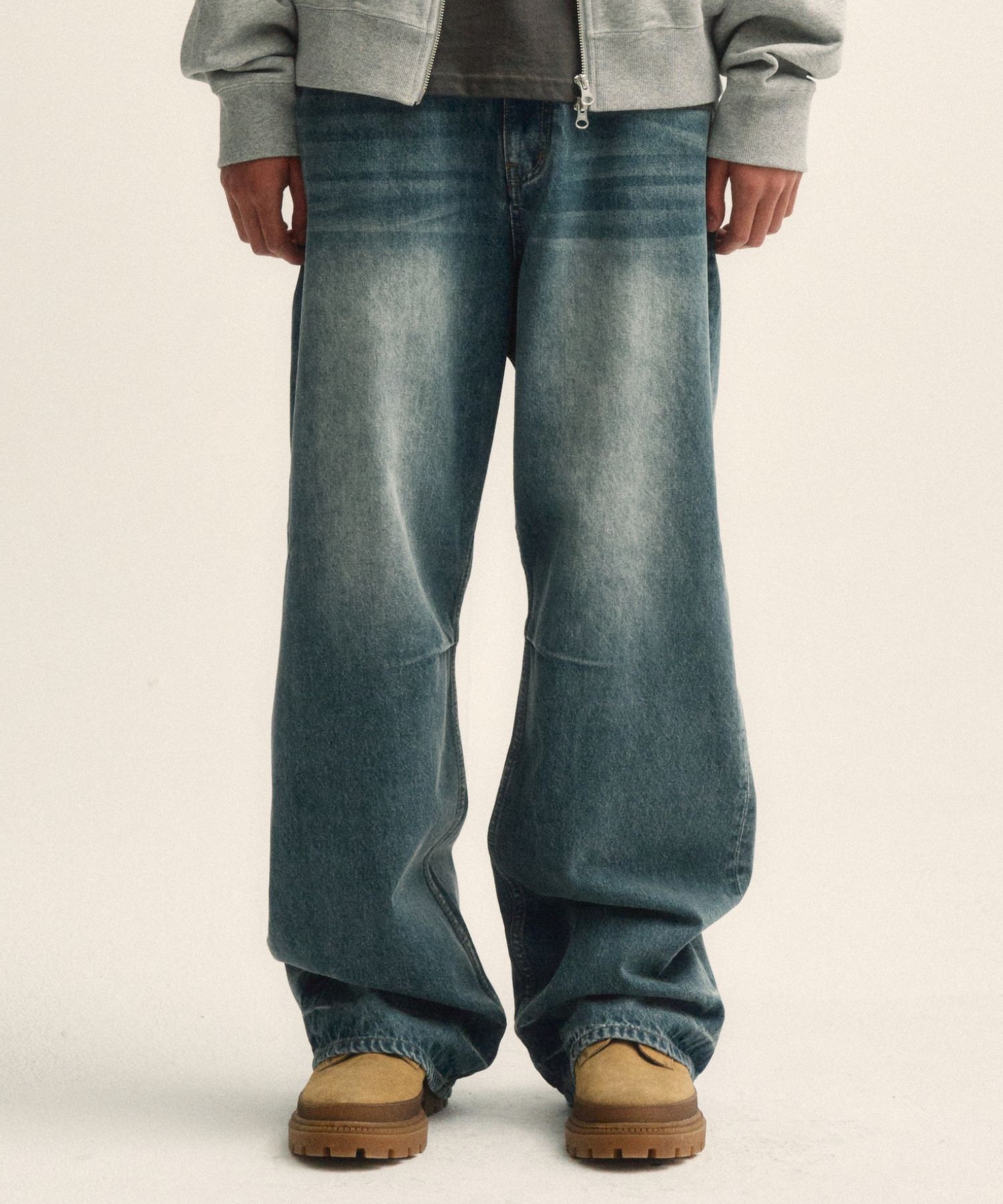 ★SATUR★ W Crease Hemline Wide Denim Pants Union Washed MUSINSA | SATUR (W) Creased hemline wide denim pants union