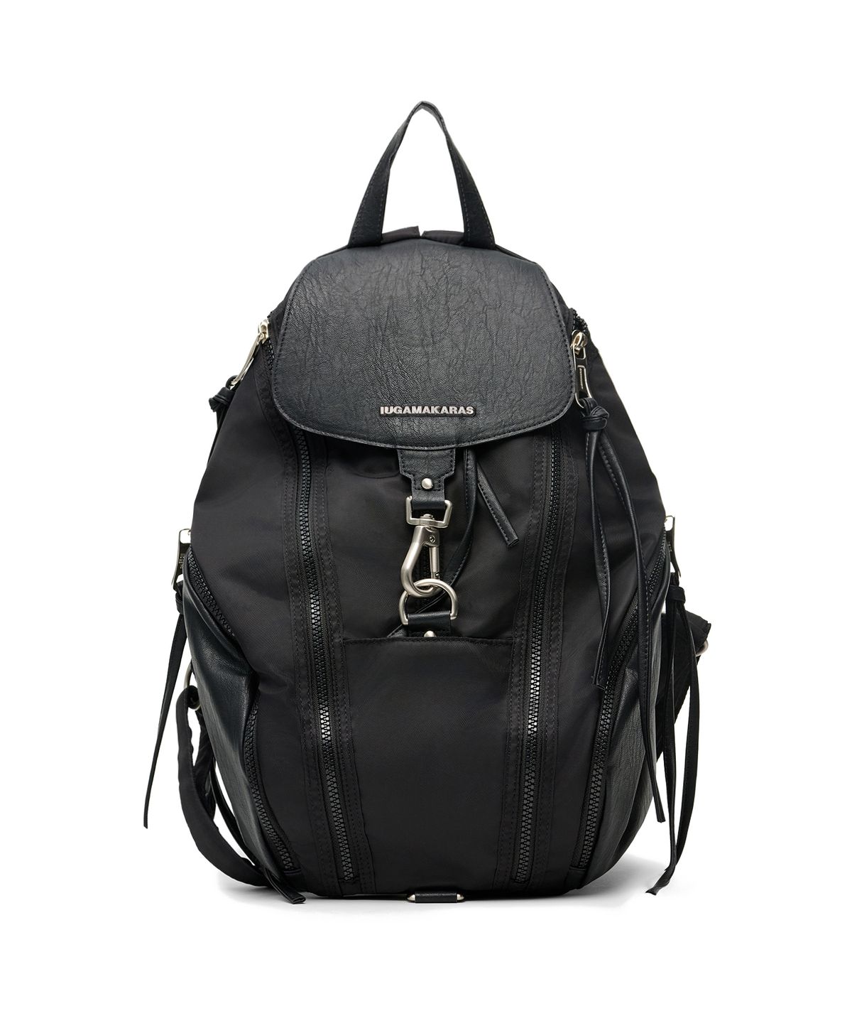 이우가마카라스(IUGAMAKARAS) Carabiner Nylon Backpack (Black)