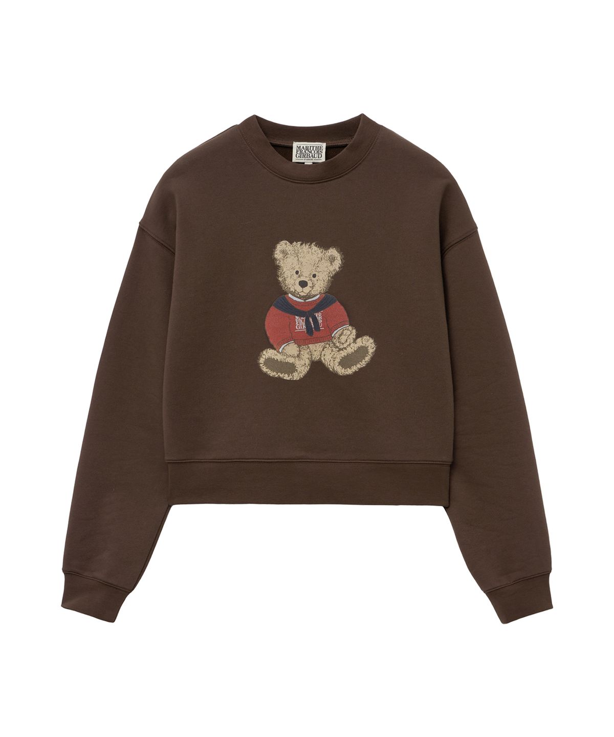 마리떼 프랑소와 저버(MARITHÉ + FRANҪOIS GIRBAUD) W DOODLE BEAR CROP SWEATSHIRT dark brown