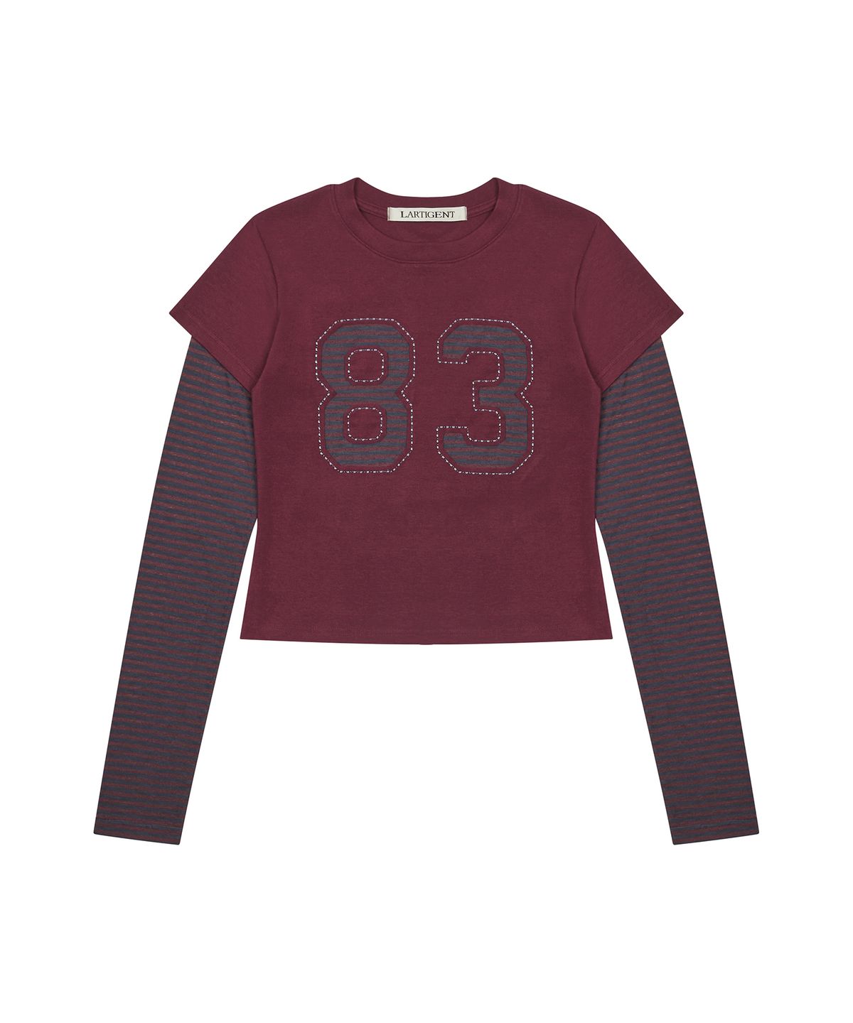 라티젠(LARTIGENT) L13 STRIPE T-SHIRT(WINE)