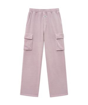 VINTAGE DYEING APPILQUE LOGO CARGO SWEATPANTS dark pink