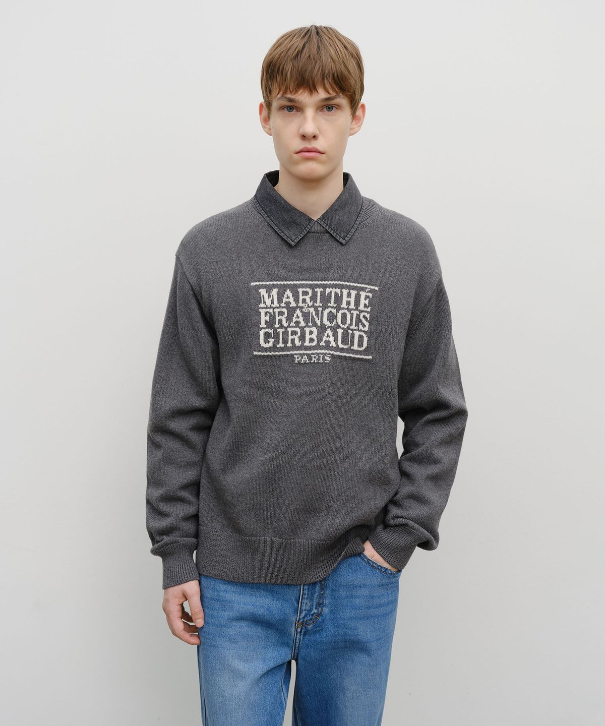 마리떼 프랑소와 저버(MARITHÉ + FRANҪOIS GIRBAUD) CLASSIC LOGO KNIT PULLOVER charcoal