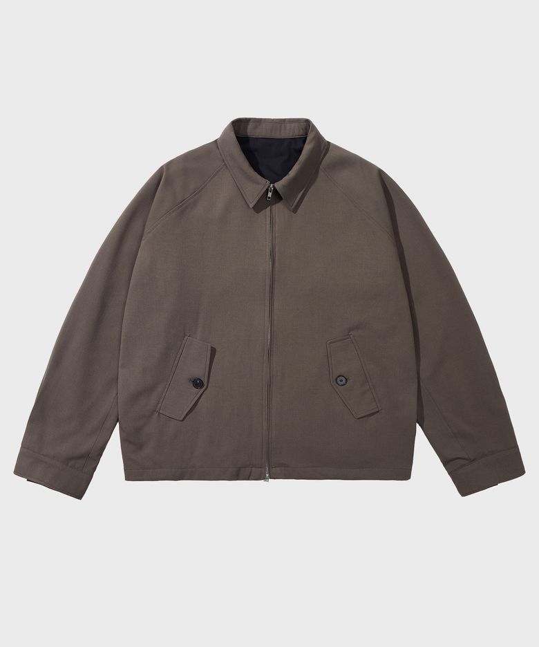 클래식 오피스 울 헤링턴 자켓_CHARCOAL BROWN